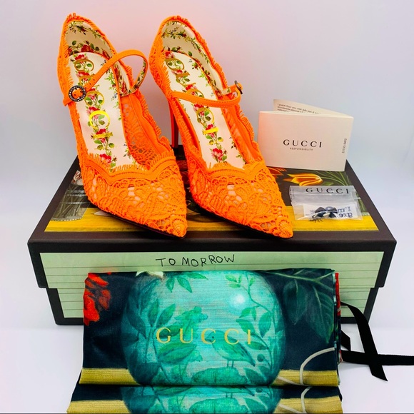 GUCCI Crystal-embellish Cord Lace Mary Jane Pumps - Picture 1 of 12